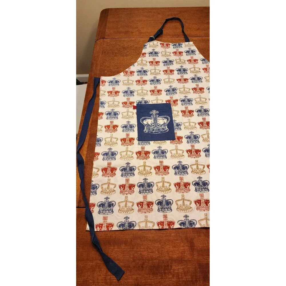 Vintage Crown theme apron red blue gold
